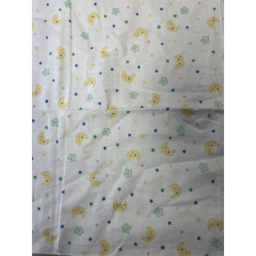 Vintage Circo Baby Receiving Blanket Moon Stars Faces Flannel 38"x33" Cotton USA - Picture 6 of 9